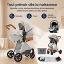 Poussette 3 en 1 Brume D'argent