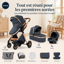 Poussette 3 en 1 Bleu Saphir