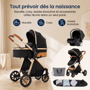 Poussette 3 en 1 Noir Obsidienne