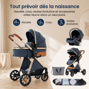 Poussette 3 en 1 Bleu Saphir
