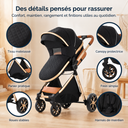 Poussette 3 en 1 Noir Obsidienne