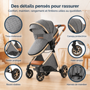 Poussette 3 en 1 Gris Cendré