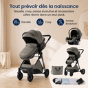 Poussette 3 en 1 Gris Graphite