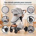 Poussette 3 en 1 Brume D'argent